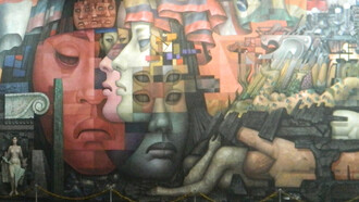 Jorge González Camarena (1908 - 1980). Mural "Presencia de América Latina", 1965, Hall de entrada de la Casa del Arte de la Universidad de Concepción, Concepción, Chile