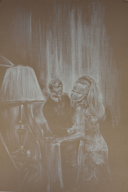 Marco Paulo Rolla, O impasse from Desenhos brancos (Dramas) series, 2010, white pencil on paper, 127 x 91 x 5 cm