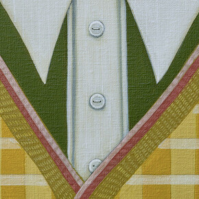 Angela Burson, Plaid cardigan (detail), 2025. Courtesy of Hashimoto Contemporary Gallery
