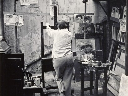 Joan Eardley in Studio