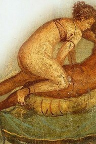 Erotic fresco found in the ruins of Pompeii