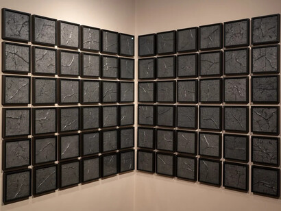 Debasish Mukherjee, Abr kyā chīz hai? / What really is a cloud? Exhibition view. Courtesy of Akar Prakar