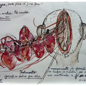Fátima Mendonça, Cura - Operação ao cérebro, 2014, aguarela e lápis sobre papel, 28x38 cm