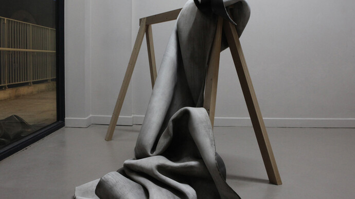 Frances Richardson, Loss of object and bondage to it, 2014, MDF, screws, paint, concrete canvas, Installation view, Lubomirov-Easton Gallery, Deptford, London. Courtesy of VITRINE