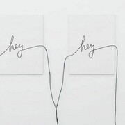 James Hoff, Hey Hey, 2013, Enamel on MDF, audio cable, 2 panels: 24 x 18 inches each, 25 x 46 inches overall, Courtesy of the artist; Callicoon Fine Arts, New York; Lisa Cooley, New York, Photo: Cary Whittier