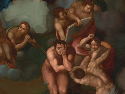 Son las encrucijadas en la que el arte nos presenta posibles nuevas visiones y perspectivas de obras existentes y estudiadas de manera profunda y prolija. Detalle de "El Juicio Universal de Ginebra"