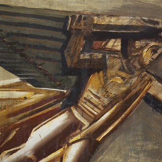 Vittoria alata, 1935 (dettaglio)
tecnica mista su carta da spolvero riportata su tela, 182 x 250 cm
Milano, collezione Isolabella
