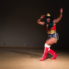 Sarah Hill, They Wonder, 2015. Vertigo. Performance Series, Waterloo Center for the Arts, Iowa. Documentation by Jeffery Byrd.