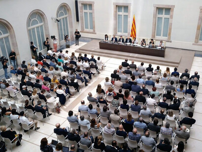 Acto de presentación de la Ley del Referéndum de Autodeterminación en el auditorio del Parlament el pasado 4 de julio