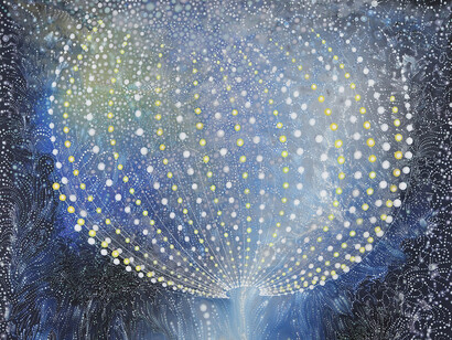 Barbara Takenaga, Icy Blue 2014, Acrylic on wood panel, 36 x 42 in.