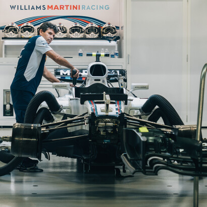 Nei box della Williams Martini Racing