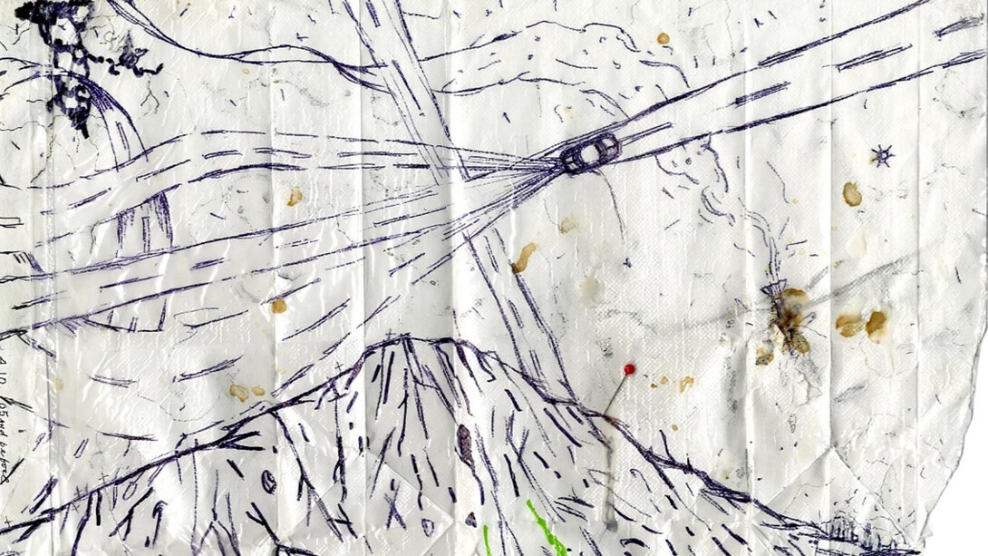 Pope.L, Failure drawing #208, 1.29.05, 2.16.05, 4.10.05, and the sky…(detail), 2005. Courtesy of the Drawing Center