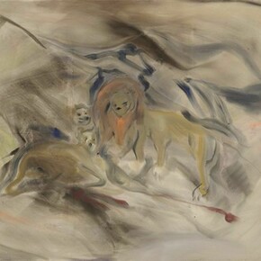 Sophie von Hellermann, Lion's Den, 2012, Pigment and acrylic emulsion on canvas, 90 1/2 x 126 inches (230 x 320 cm), Courtesy the artist and Greene Naftali, New York