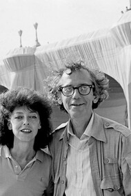 Christo and Jeanne-Claude in one of their most famous installations: the Pont Neuf in Paris, 1985