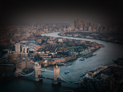 Vista área de la ciudad de Londres, capital de Inglaterra en el Reino Unido