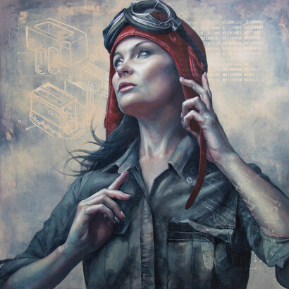 Kathrin Longhurst,
Riders on the Storm 2020,
oil on linen,
180cm x 180cm.