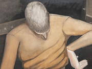 William Brickel, Alone in a Darkened Room (detail), 2023. Oil on linen, 55 1/4 x 51 7/8 inches. Courtesy of Kohn Gallery