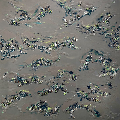 Charlotte Smith, Kuroshio II, 2021, acrylic on canvas, 44h x 44w in