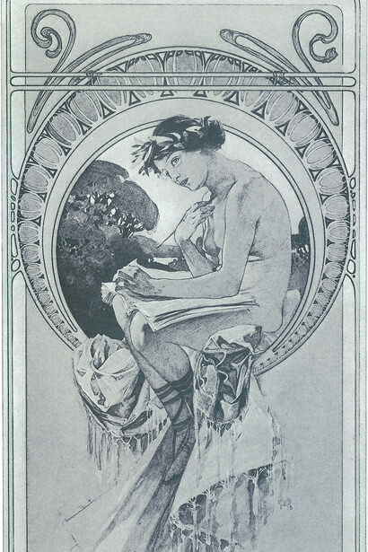 Alfons Mucha, Plakat für Documents décoratifs, Tafel 25, 1902. Lithografiedruck, 46 x 33 cm. Mucha Museum, Prag