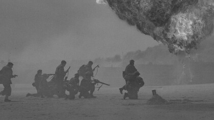 A depiction of a battle being fought in the darkness