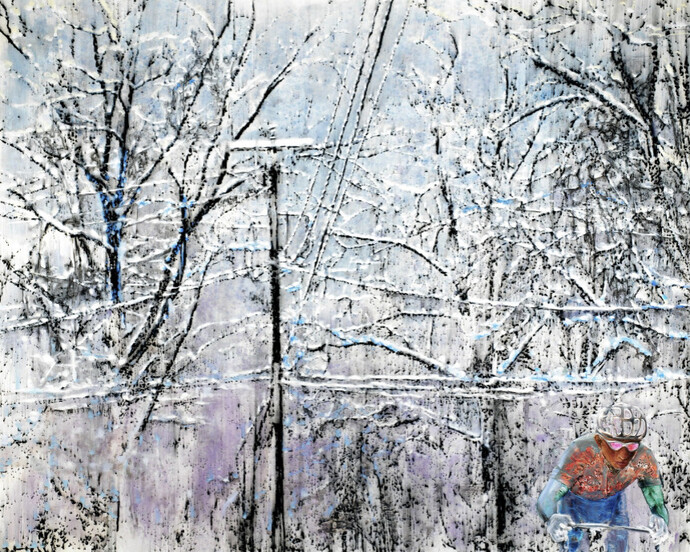 Ena Swansea, get out, 2017, oil and acrylic on linen, 241.3 x 279.4 cm. (95 x 110 in.)
