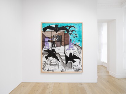 Carroll Dunham, Open studio and empty spaces, exhibition view. Courtesy of Galerie Max Hetzler
