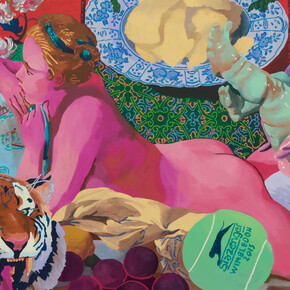 Andy Dixon, Red composition with butter (detail), 2025. Courtesy of Opera Gallery