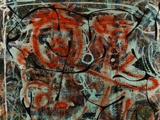 Alfonso Ossorio (American, born Philippines, 1916–1990) Couple and Progeny, 1951. Ink, wax, watercolor and cut paper mounted on black paper, 30 x 22 inches. Parrish Art Museum, Water Mill, New York, Gift of Edward F. Dragon, 1992.6