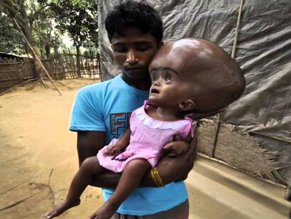 Niña africana con hidrocefalia