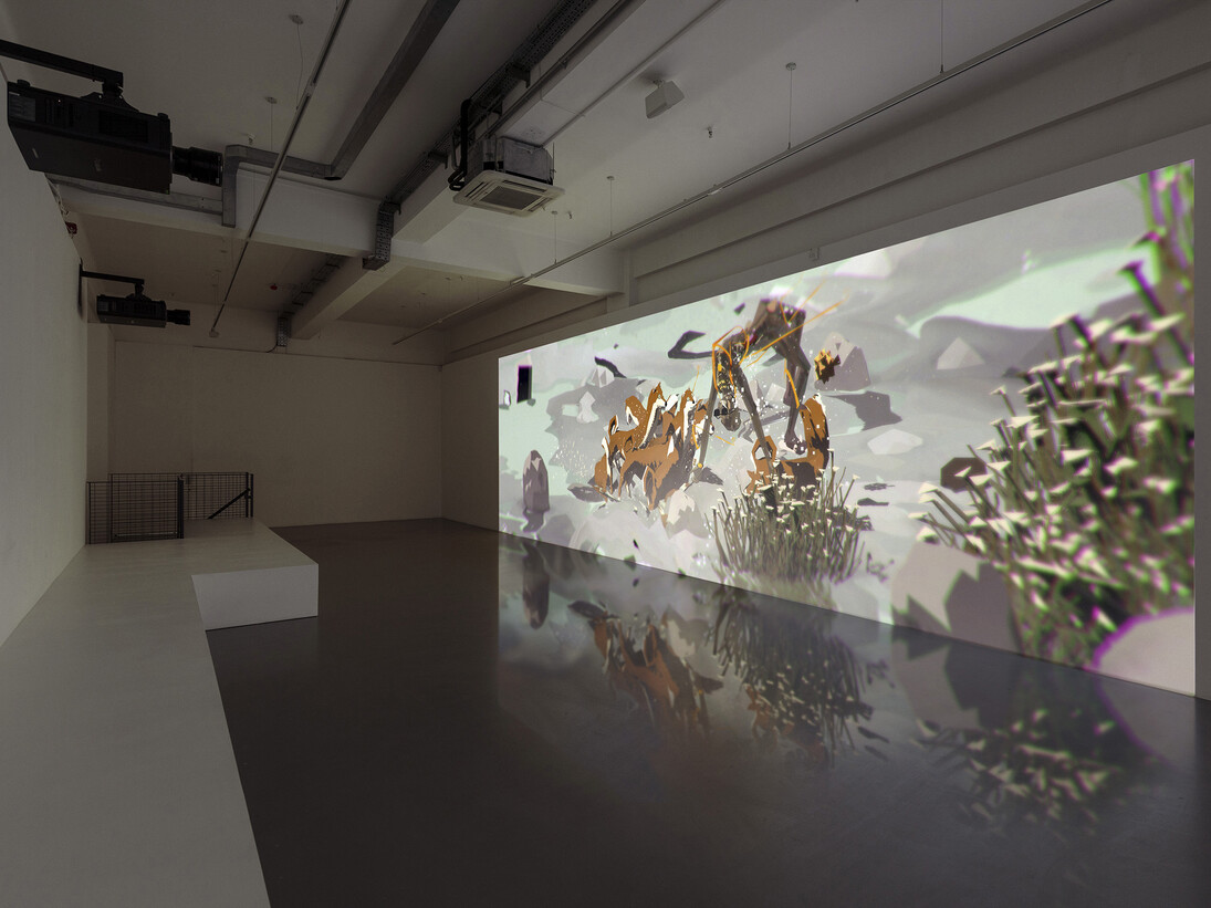 Ian Cheng, Emissary Forks at Perfection, 2015, Live simulation, infinite duration, Dimensions variable, Edition of 7 plus 3 artist’s proofs, Courtesy of the artist and Pilar Corrias Gallery. Photo: Damian Griffiths