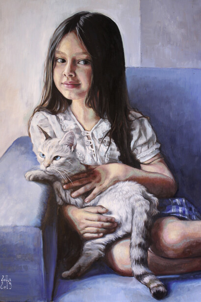 Ilaria Gonnelli, La gatta della Piccola Fata, dettaglio, olio su masonite, 70x70cm