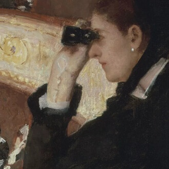 Mary Cassatt, Dans la loge [Au Français, une étude] (detalle), 1878. Cortesía del Musée d’Orsay