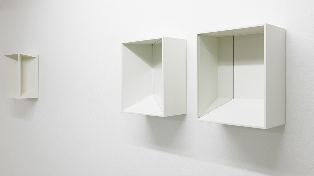 Ghost #2, 2021, Lacquered wood, glass, 30x24x14 cm, 11¾x9½x5½ inches. Ghost #1, 2021, Lacquered wood, glass, 30x24x14 cm, 11¾x9½x5½ inches. Courtesy: The Flat – Massimo Carasi. Photo Credit: Artland
