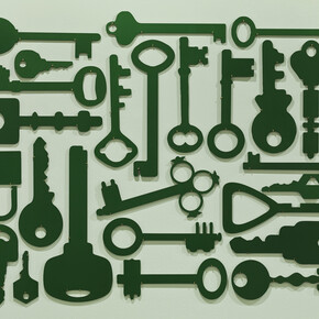 Rita McBride 
Access 2015 
plasma cut anodized aluminum in 24 parts 
overall: 59 x 75 x ½ in/150 x 190 x 1.27 cm 
photo: Stefan Jaeggi 
Image courtesy Alexander and Bonin, New York
