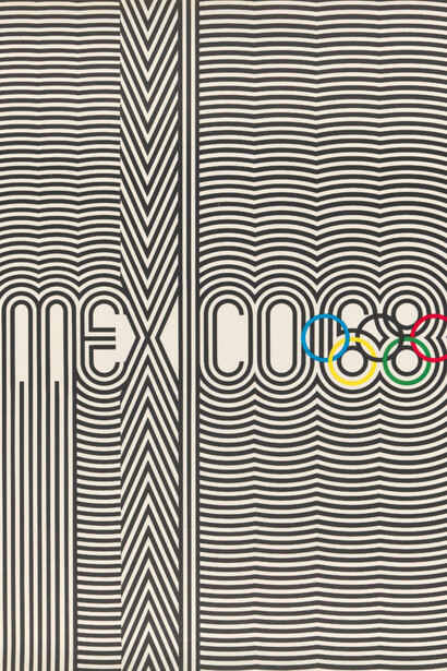 Eduardo Terrazas and Lance Wyman, Mexico City 1968 Summer Olympic Games poster, 1967. Courtesy of San Francisco Museum of Modern Art
