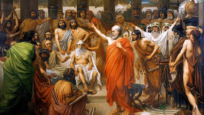 Sócrates según el artista belga Louis Joseph Lebrun, 1867