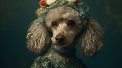 Contudo, talvez o trabalho que mais capturou o público seja sua série de retratos de animais, sobretudo cães, em poses de nobreza. A brincadeira começou com um presente: o shih tzu Bandit, retratado ao estilo de Rembrandt — batizado de “Rembrandit”. O humor da peça agradou e logo vieram encomendas. Hoje, esses cães vestem mantos, gravatas, sentam-se como aristocratas e exigem a mesma atenção que retratos humanos históricos. Essa fusão de afeto pet + estética clássica tornou-se marca registrada do artista