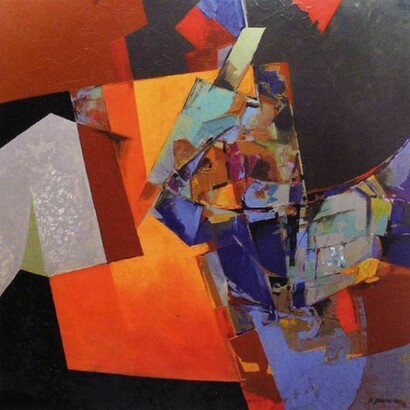 Helder Bandarra, Vibrações, 2013, técnica mista sobre tela, 110 x 110 cm