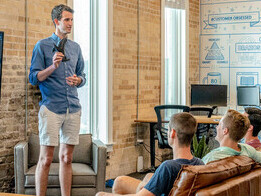 Employees collaborating at a workplace