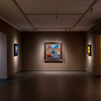 SH Raza, Ekāgratā, exhibition view. Courtesy of Akar Prakar