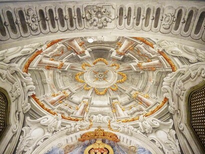 Affreschi sulla volta dell'Aula del Simonino, Trento, Italia 