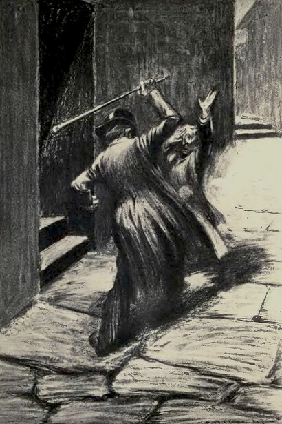 Illustration by Charles Raymond Macauley for The Strange Case of Dr. Jekyll and Mr. Hyde, Scott-Thaw, New York, 1904