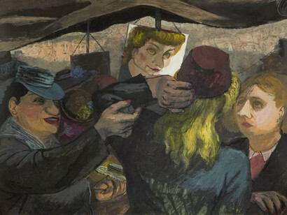Henry Koerner, Hat shoppers, circa 1945. Courtesy of Childs Gallery