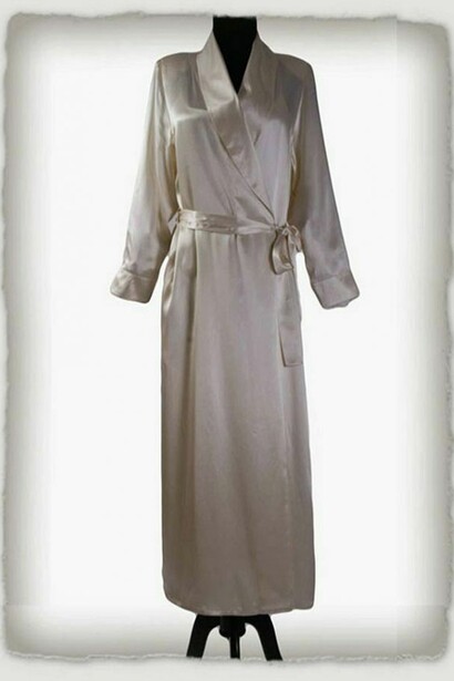 Glamourous bias cut three-quarter length slip-style gown by Anne Wiggings