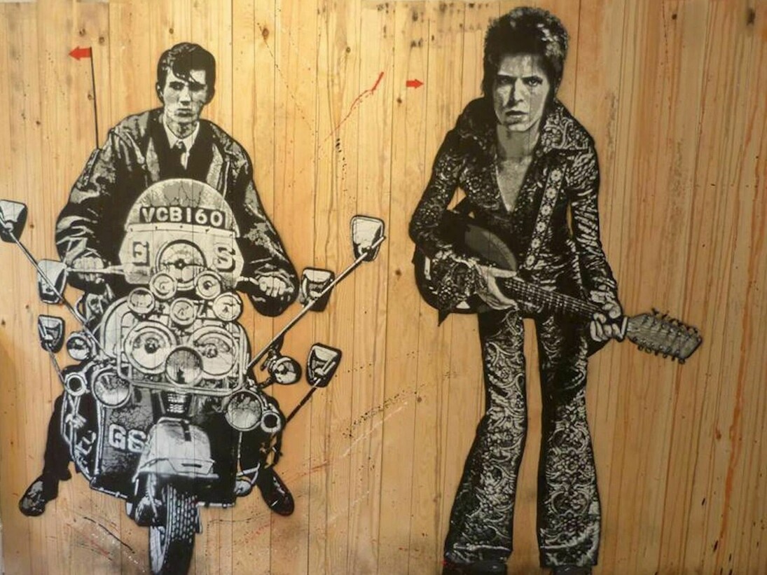 Jef Aérosol, Quadrophenia et David Bowie. Courtesy of Galerie Martine Ehmer