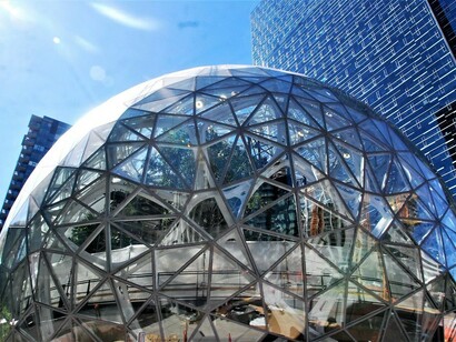 The Amazon Spheres are three glass domes located at Amazon’s headquarters in Seattle, Washington, designed by architecture firm NBBJ in collaboration with landscape architects Site Workshop
