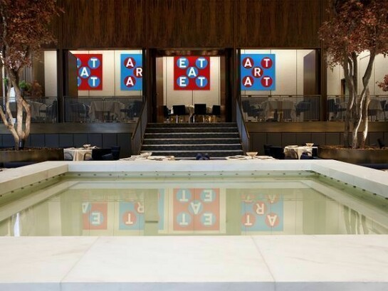 "Icons"- Monumental new canvases in the Pool Room of the historic Four Seasons Restaurant at 99 East 52nd Street, NYC ©2013 Robert Indiana, courtesy Woodward Gallery, American Image