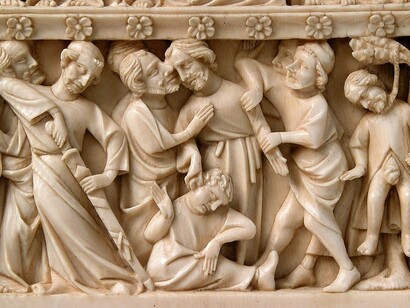 Dittico con scene della Passione di Gesù, dettaglio, 1350 circa, manifattura francese. MET, New York, USA