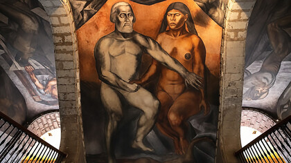 Cortés y La Malinche (1926) is a famous fresco by Mexican muralist José Clemente Orozco. Located at the Antiguo Colegio de San Ildefonso in Mexico