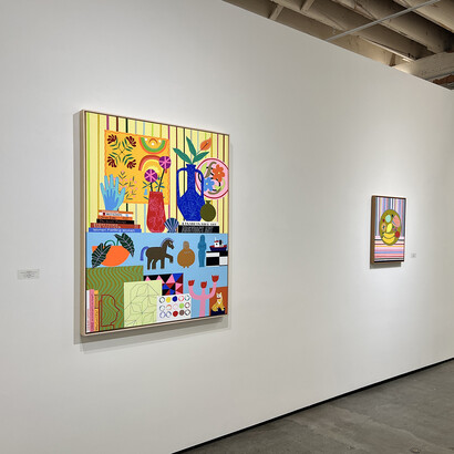 Mary Finlayson, Orange, violet, exhibition view. Courtesy of Winston Wächter Fine Art